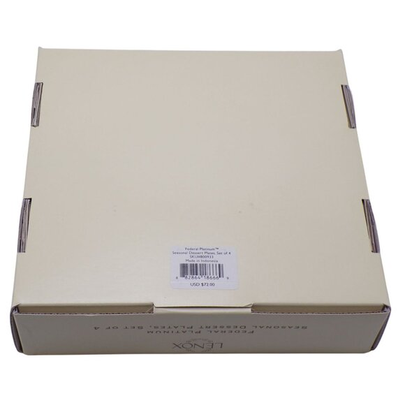 NEW Lenox Classics Collection Federal Platinum Seasonal Dessert Plates Set-4 8" - Picture 2 of 9